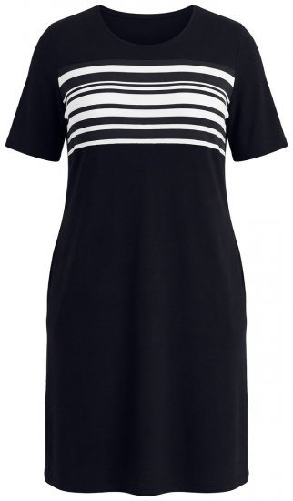 Ulla Popken 852079 Abito t-shirt a righe Nero - Abiti - Vestiti per tutte le taglie