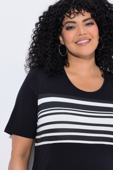 Ulla Popken 852079 Abito t-shirt a righe Nero - Abiti - Vestiti per tutte le taglie