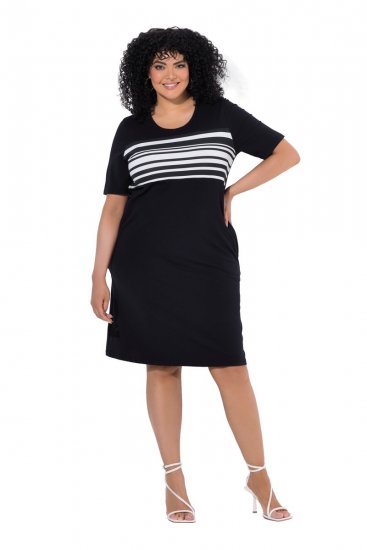Ulla Popken 852079 Abito t-shirt a righe Nero - Abiti - Vestiti per tutte le taglie