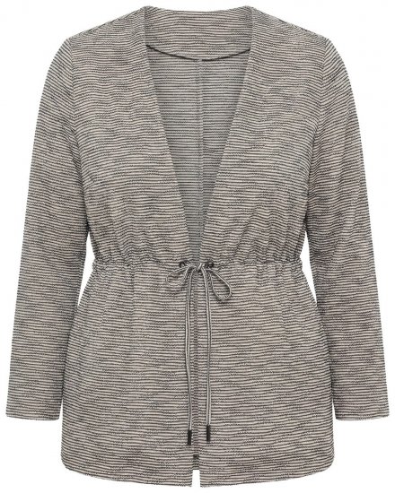 Ulla Popken 852086 Cardigan a righe con coulisse Tortora - Cardigan - Cardigan da donna taglie forti
