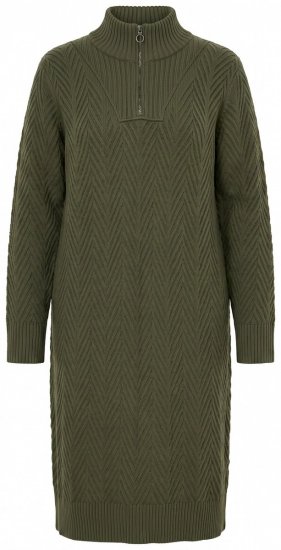 Ulla Popken 852121 Abito in maglia a maniche lunghe con collo alto Cachi - Abiti in maglia - 