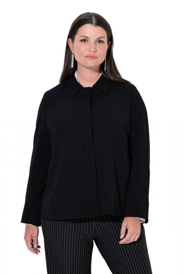 Ulla Popken 852167 Blazer con collo a camicia Nero - Blazer - Blazer Taglie Forti da Donna