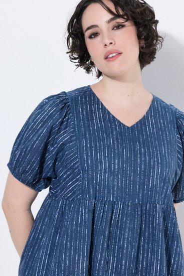 Ulla Popken 852214 Abito midi a righe Blu scuro - Vestiti midi - Abiti midi taglie comode