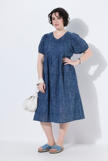 Ulla Popken 852214 Abito midi a righe Blu scuro - Vestiti midi - Abiti midi taglie comode