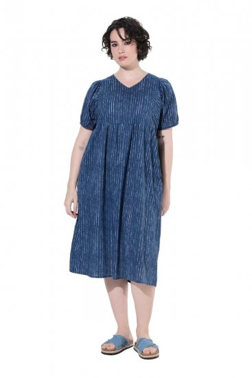 Ulla Popken 852214 Abito midi a righe Blu scuro - Vestiti midi - Abiti midi taglie comode