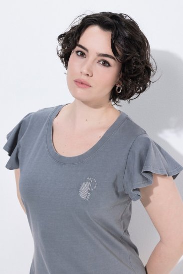 Ulla Popken 852218 Abito midi a maniche corte Grigio - Vestiti midi - Abiti midi taglie comode