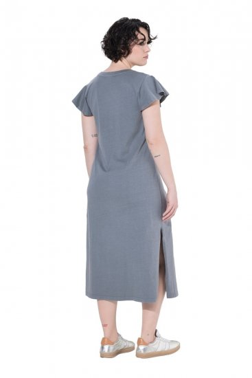 Ulla Popken 852218 Abito midi a maniche corte Grigio - Vestiti midi - Abiti midi taglie comode