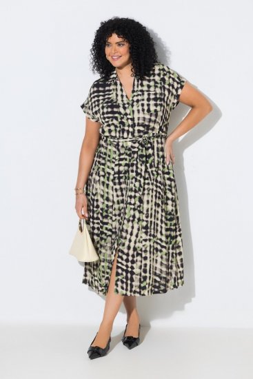 Ulla Popken 852257 Abito lungo fantasia Tortora - Vestiti maxi - Abiti maxi taglie forti