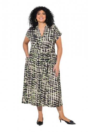 Ulla Popken 852257 Abito lungo fantasia Tortora - Vestiti maxi - Abiti maxi taglie forti