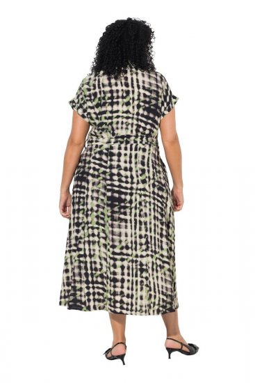 Ulla Popken 852257 Abito lungo fantasia Tortora - Vestiti maxi - Abiti maxi taglie forti