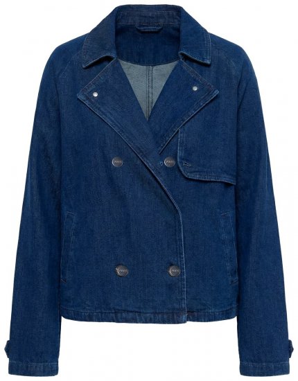 Ulla Popken 852266 Giacca di jeans doppiopetto stile trench Blu denim - Giacche - Giacche taglie forti da donna