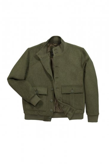 JP1880 852294 Giacca in misto lana con collo alto Verde kaki - Giubbotti - Giubbotti Uomo Taglie Forti