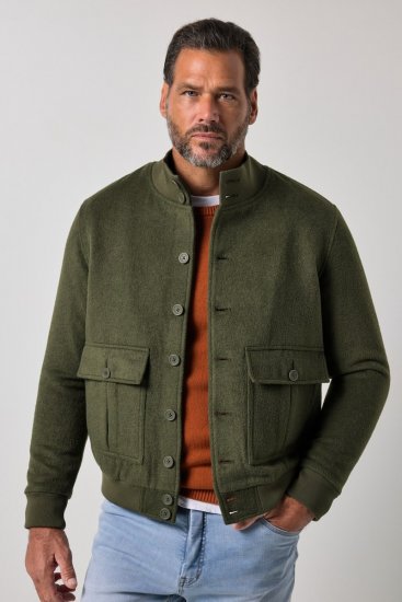 JP1880 852294 Giacca in misto lana con collo alto Verde kaki - Giubbotti - Giubbotti Uomo Taglie Forti
