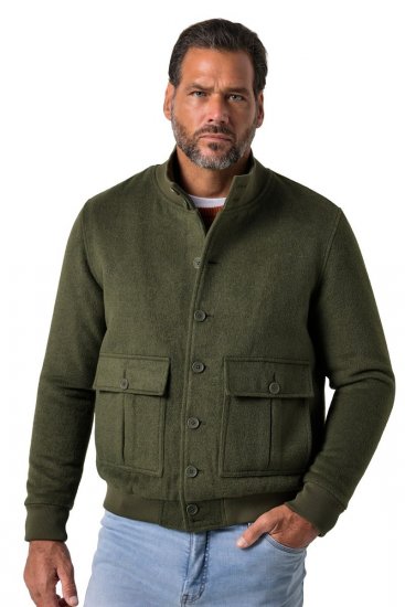 JP1880 852294 Giacca in misto lana con collo alto Verde kaki - Giubbotti - Giubbotti Uomo Taglie Forti