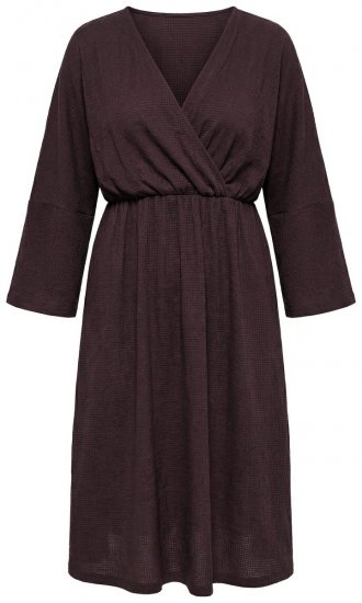 Ulla Popken 852307 Abito a portafoglio a maniche lunghe Marrone mogano - Vestiti midi - Abiti midi taglie comode