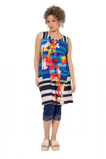 Ulla Popken 852308 Abito in jersey a righe Blu scuro - Abiti in jersey - 