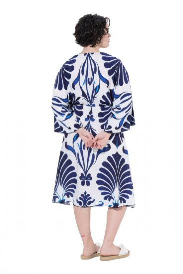 Ulla Popken 852314 Abito fantasia Bianco - Vestiti midi - Abiti midi taglie comode