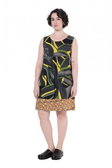 Ulla Popken 852329 Abito in jersey a righe Verde oliva - Abiti in jersey - 