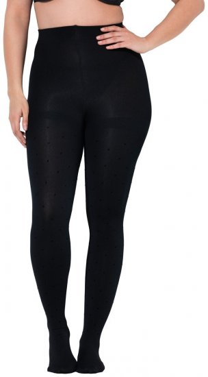 Ulla Popken 852349 Collant a pois Nero - Collant & calzini - 