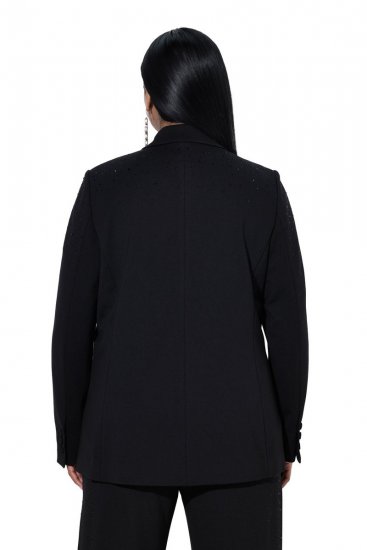 Ulla Popken 852498 Blazer a un bottone con strass Nero - Blazer - Blazer Taglie Forti da Donna