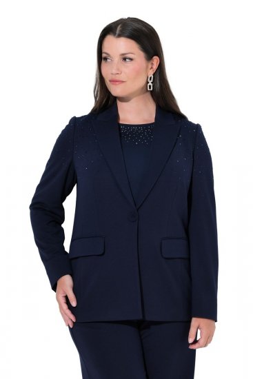 Ulla Popken 852498 Blazer con strass Blu scuro - Blazer - Blazer Taglie Forti da Donna