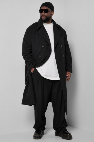 STHUGE 852519 Classico Cappotto in lana Nero - Giubbotti - Giubbotti Uomo Taglie Forti