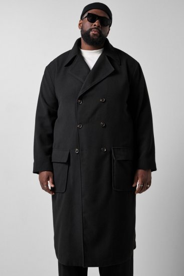 STHUGE 852519 Classico Cappotto in lana Nero - Giubbotti - Giubbotti Uomo Taglie Forti