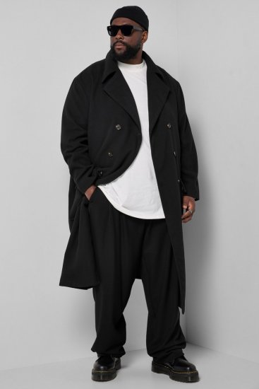 STHUGE 852519 Classico Cappotto in lana Nero - Giubbotti - Giubbotti Uomo Taglie Forti