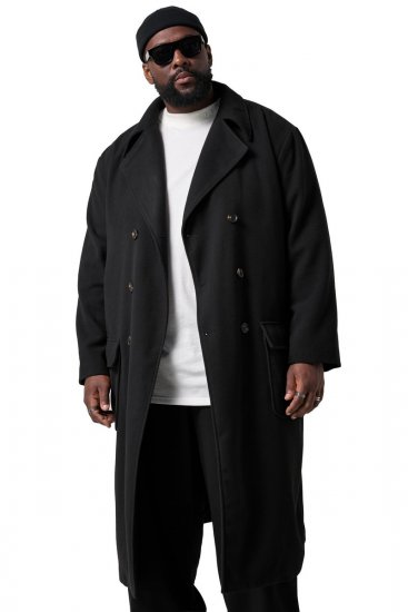 STHUGE 852519 Classico Cappotto in lana Nero - Giubbotti - Giubbotti Uomo Taglie Forti