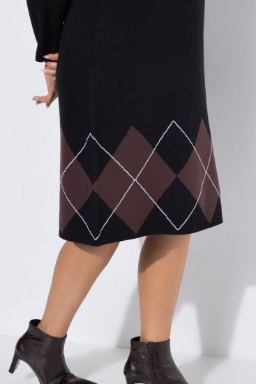 Ulla Popken 852597 Abito in maglia fantasia con collo alto Nero - Abiti in maglia - 