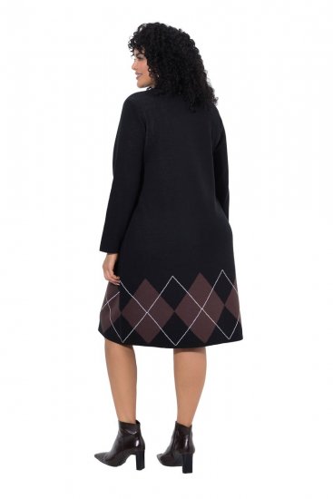 Ulla Popken 852597 Abito in maglia fantasia con collo alto Nero - Abiti in maglia - 