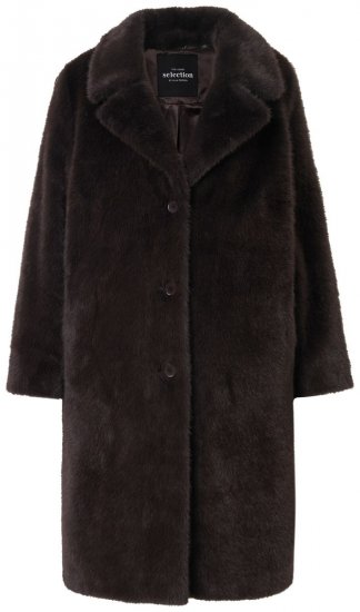 Ulla Popken 852605 Cappotto in pelliccia sintetica Marrone mogano - Cappotti - Cappotti taglie forti da donna