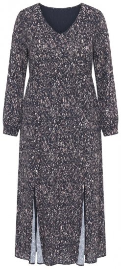 Ulla Popken 852606 Abito lungo fantasia Nero - Vestiti maxi - Abiti maxi taglie forti