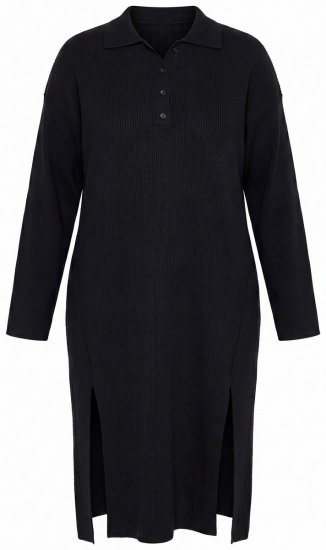 Ulla Popken 852630 Abito in maglia a maniche lunghe Nero - Vestiti midi - Abiti midi taglie comode