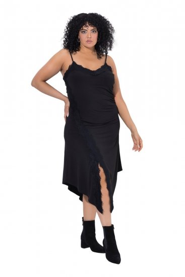 Ulla Popken 852636 Abito a portafoglio Nero - Abiti in jersey - 