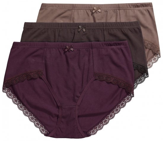 Ulla Popken 852698 Slip confezione da 3 Marrone - Slip - 