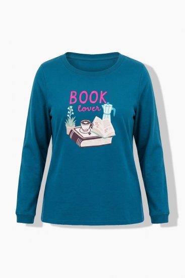 Ulla Popken 852710 Maglione da casa a maniche lunghe Petrolio - Pigiami/Loungewear - 