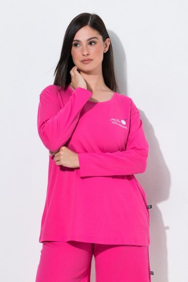 Ulla Popken 852747 Maglia del pigiama a maniche lunghe Rosa - Pigiami/Loungewear - 