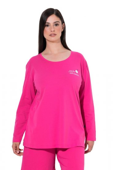 Ulla Popken 852747 Maglia del pigiama a maniche lunghe Rosa - Pigiami/Loungewear - 