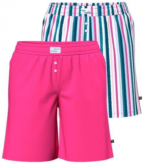 Ulla Popken 852752 Pantaloncini del pigiama a righe confezione da 2 Rosa - Pigiami/Loungewear - 