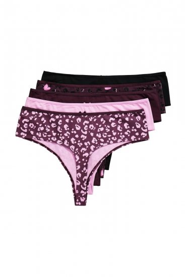 Ulla Popken 852758 Perizoma fantasia confezione da 5 Prugna - Slip - 