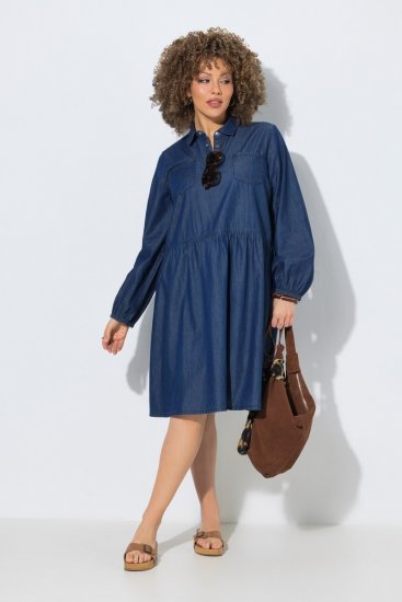 Ulla Popken 852768 Abito di jeans svasato con tasche Blu denim - Abiti - Vestiti per tutte le taglie