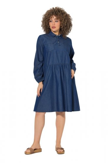 Ulla Popken 852768 Abito di jeans svasato con tasche Blu denim - Abiti - Vestiti per tutte le taglie