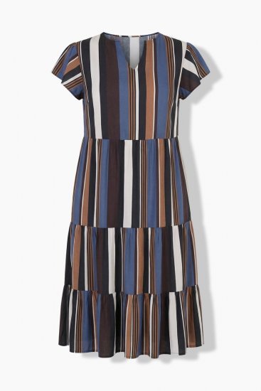 Ulla Popken 852771 Abito a righe con volant Blu scuro - Abiti - Vestiti per tutte le taglie