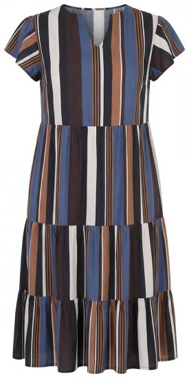 Ulla Popken 852771 Abito a righe con volant Blu scuro - Abiti - Vestiti per tutte le taglie