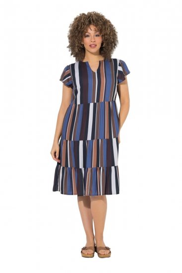 Ulla Popken 852771 Abito a righe con volant Blu scuro - Abiti - Vestiti per tutte le taglie