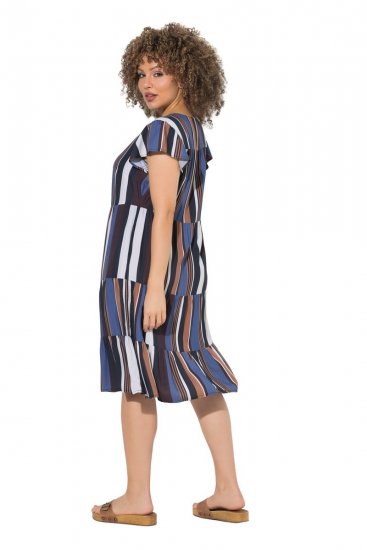 Ulla Popken 852771 Abito a righe con volant Blu scuro - Abiti - Vestiti per tutte le taglie
