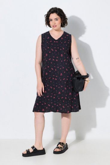 Ulla Popken 852824 Abito a fiori Nero - Abiti estivi - Abiti estivi taglie forti