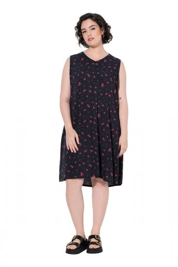 Ulla Popken 852824 Abito a fiori Nero - Abiti estivi - Abiti estivi taglie forti