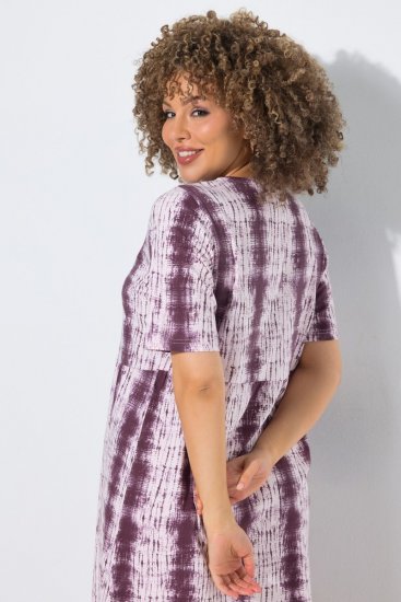 Ulla Popken 852854 Abito midi a righe Marrone - Vestiti midi - Abiti midi taglie comode